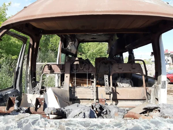 Passageiro Minibus Ford Trânsito Após Incêndio Sem Possibilidade Recuperação — Fotografia de Stock