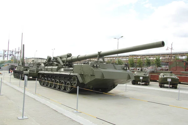 Museum Exhibition Complex Military Armored Vehicles Automotive Equipment Open Air — Stock Photo, Image