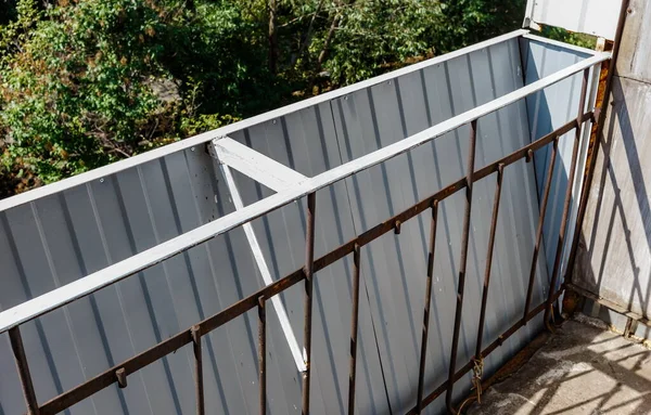 Зміцнення Рамки Підготовка Балкона Встановлення Пластикових Рамок Подвійного Глазурованого Вікна — стокове фото