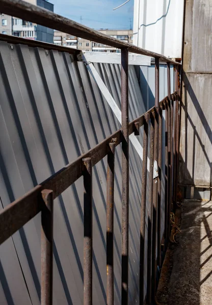 Strengthening Frame Preparing Balcony Installation Plastic Frames Double Glazed Windows — Stock Photo, Image