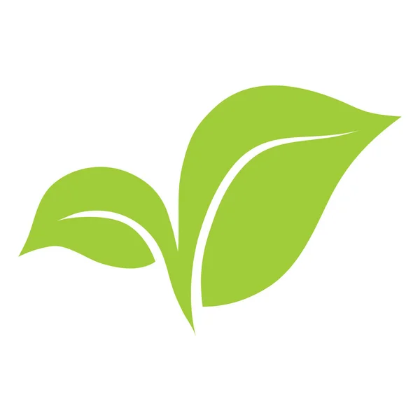 Icono de vector verde de las dos hojas. Se puede utilizar para eco, vegano, herbario, salud o cuidado de la naturaleza del diseño del logotipo. — Vector de stock