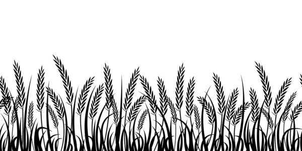 Векторный Силуэт Пшеницы Силуэт Пшеница Поле Белом Фоне — стоковый вектор