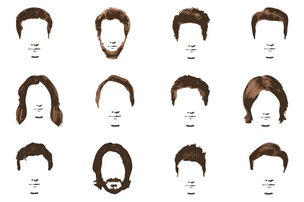 Moustache Barbe Sur Fond Blanc Style Hippie Coiffure Masculine Illustration — Image vectorielle