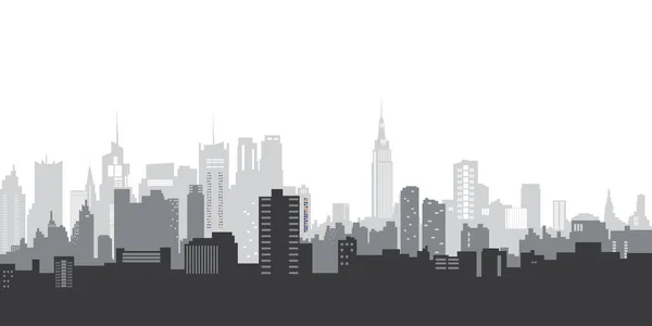 Paisaje Ilustración Vectorial Silueta Azul Ciudad Paisaje Urbano Estilo Plano — Vector de stock