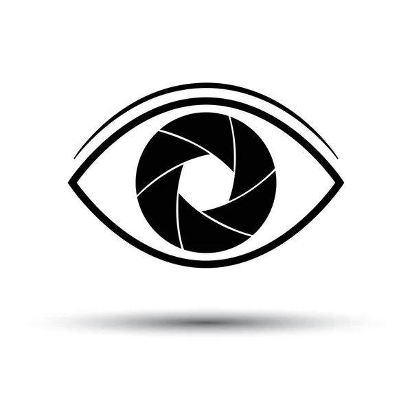 Kamera Objektiv Symbol Flach Augenkamera Auf Weißem Hintergrund Silhouette Vektorillustration — Stockvektor