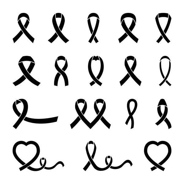 Ruban contre le cancer. Illustration vectorielle sur fond blanc isolé. Silhouette. Symbole. Style simple — Image vectorielle