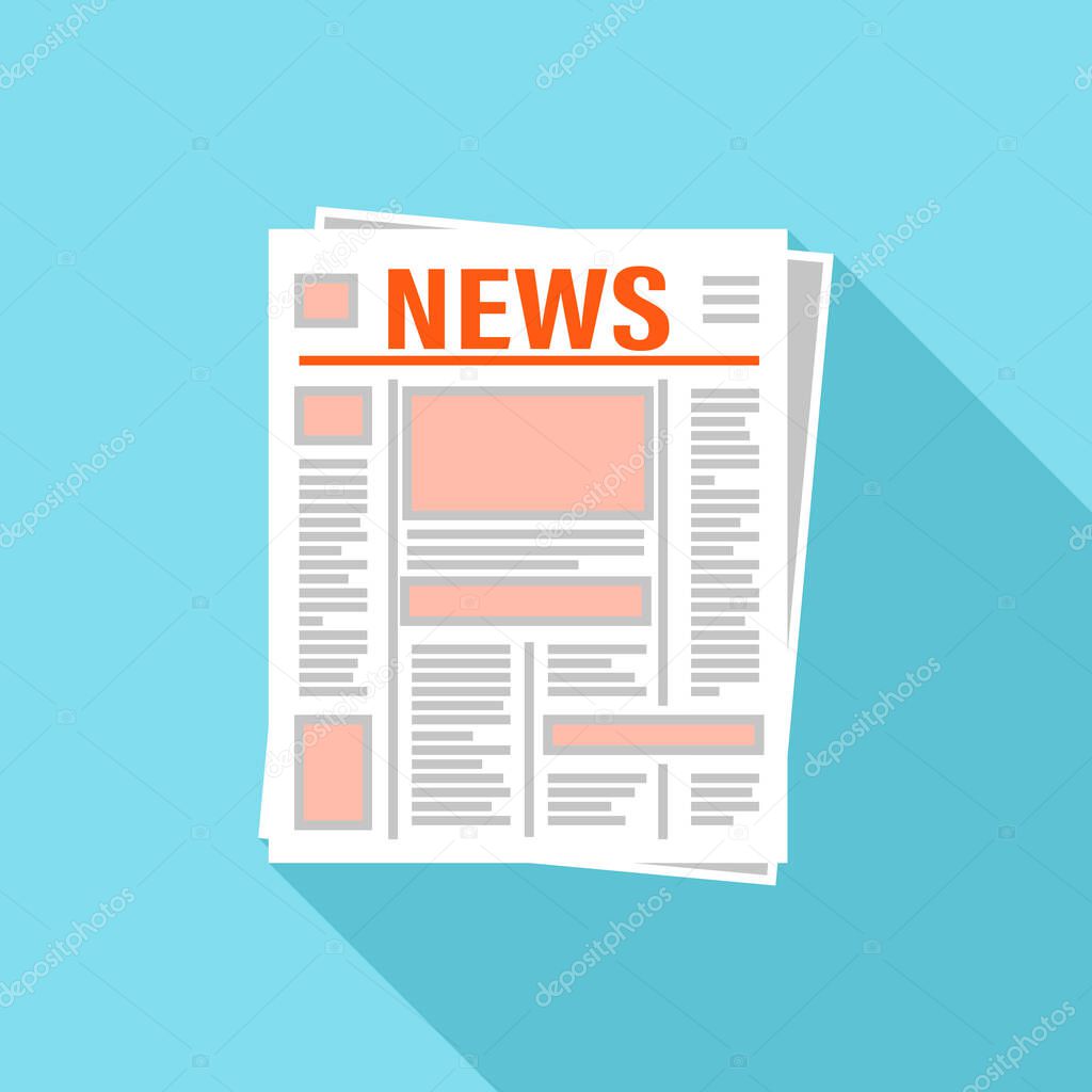 Daily newspaper, icon. Vector illustration on blue background