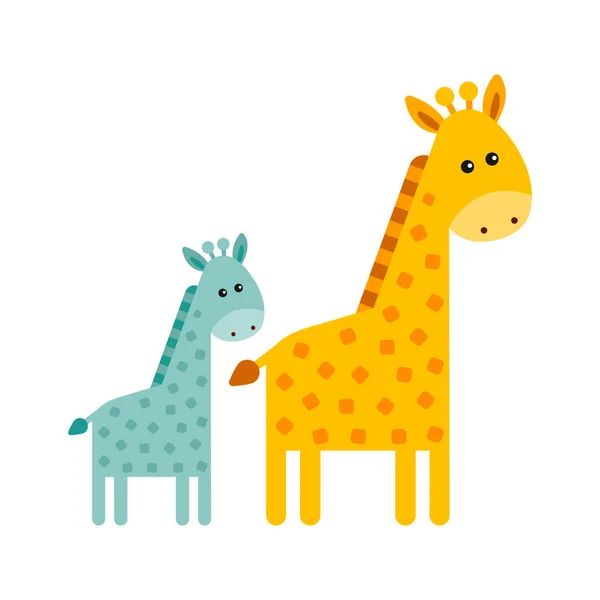 Two Cute Giraffe Cartoon Trendy Design African Animals Wildlife Vector — Stock Vector