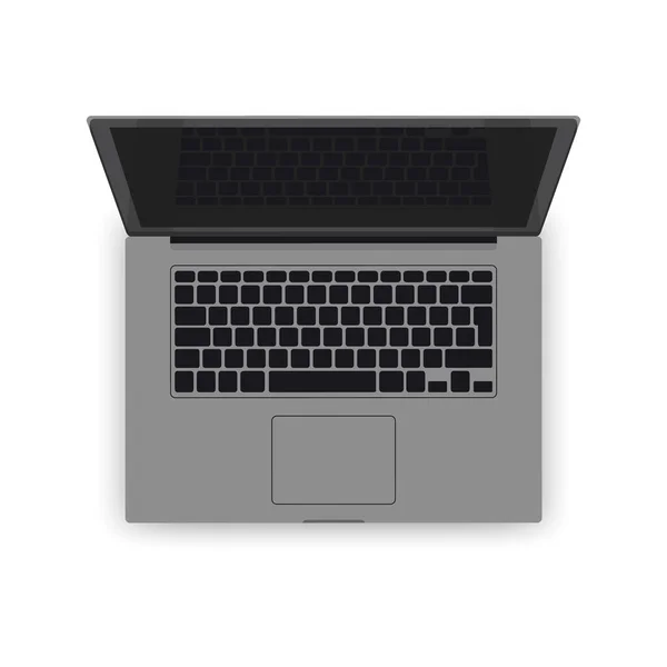 Vector Realistische Graue Laptop Attrappe Computerillustration Detaillierte Tastatur Bildschirm Touchpad — Stockvektor