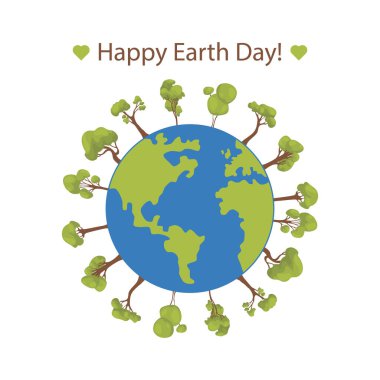 Mutlu Dünya Günü Bayrağı. Çevre güvenliğini kutlamak için Mutlu Dünya Günü afişi.