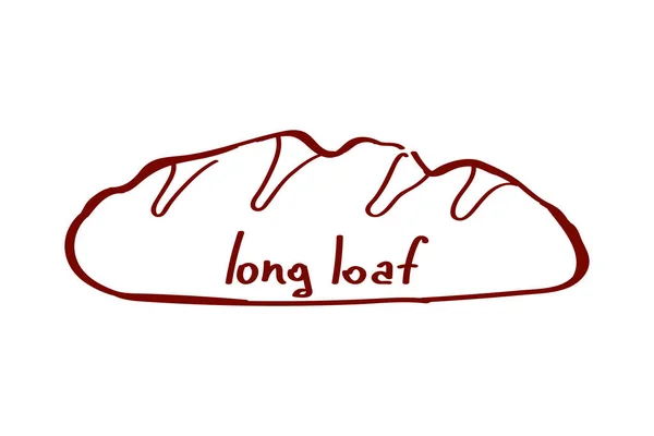 Vector Sketch Illustration Long Loaf Küçük Baget — Stok Vektör