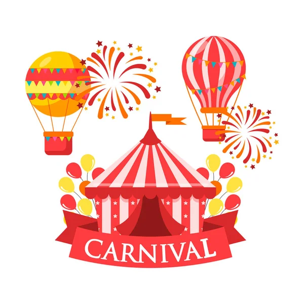 Slavnostní Nálada Karneval Titul Barevnými Prvky Zábavní Park Cirkus — Stockový vektor