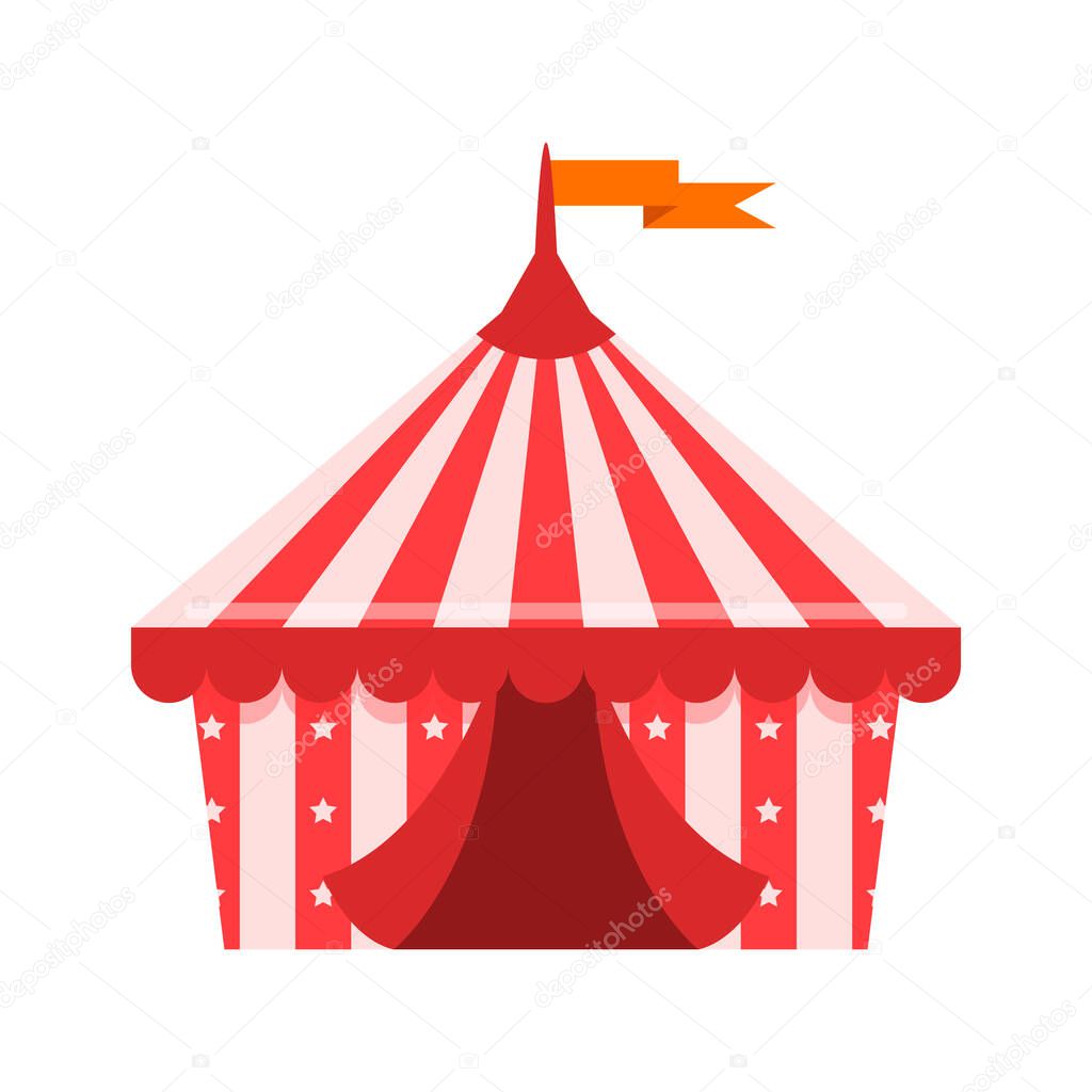 Modern Circus Tent Cartoon Illustration on White Background.
