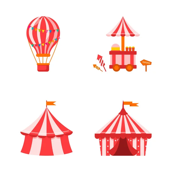 Парк Развлечений Цирком Палаткой Большим Воздушным Шаром Ярмаркой Карнавальных Развлечений — стоковый вектор