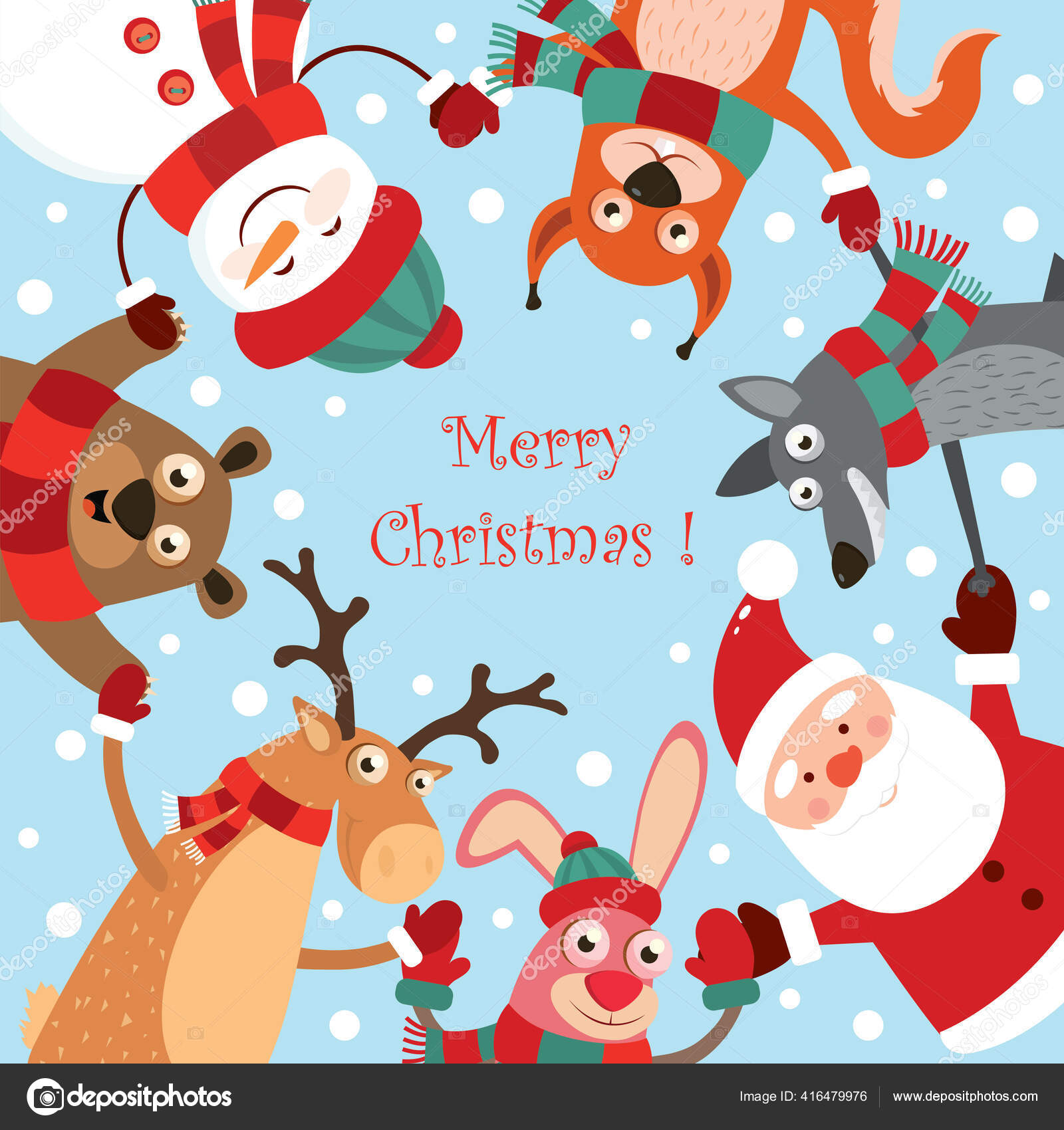 Download Christmas Collection Cute Animals Dance Hare Deer Bear Snowman Squirrel Vector Image By C Tashaant65 Gmail Com Vector Stock 416479976