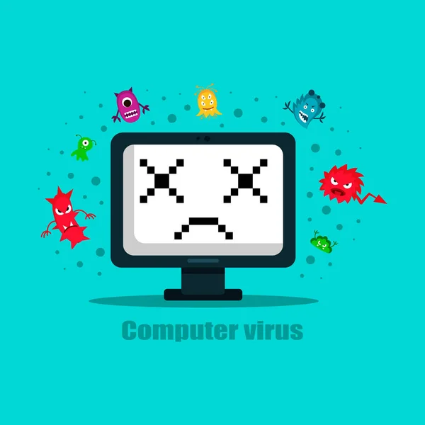 Počítačový Virus Internet Bezpečnostní Útok Vektorové Ilustrace — Stockový vektor