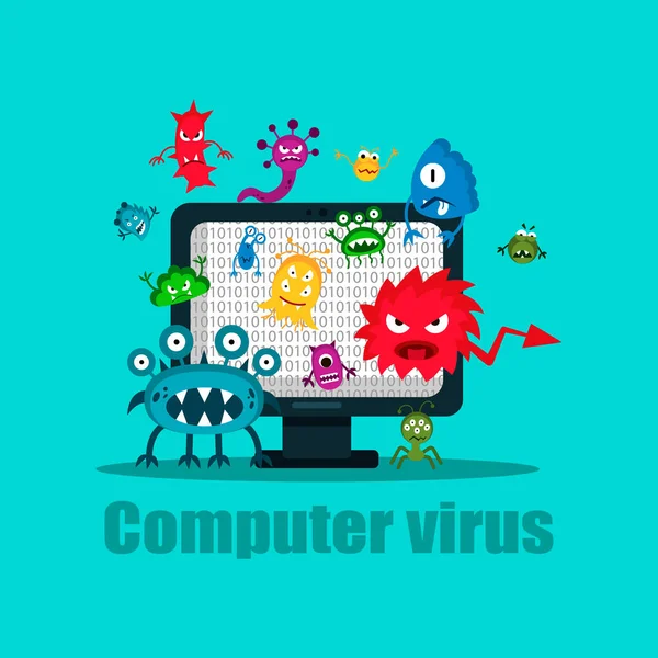 Počítačový Virus Internet Bezpečnostní Útok Vektorové Ilustrace — Stockový vektor