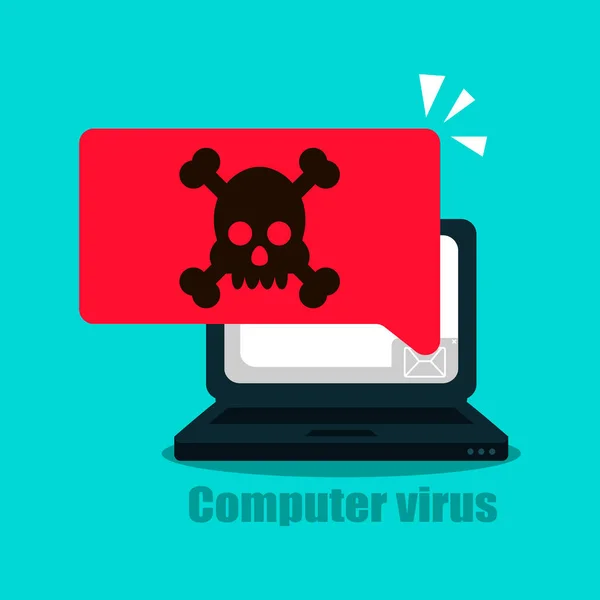 Laptop Vektorové Upozornění Malware Koncept Spam Data Web Podvod Nejisté — Stockový vektor