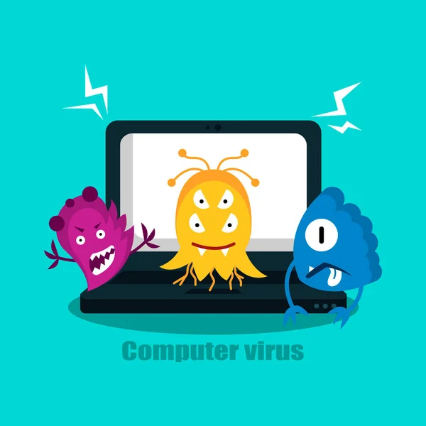 컴퓨터 바이러스 인터넷 일러스트 — 스톡 벡터
