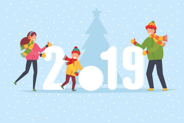 Happy Holidays Season Greetings Happy New Year Поздравительная Открытка 2019 — стоковый вектор