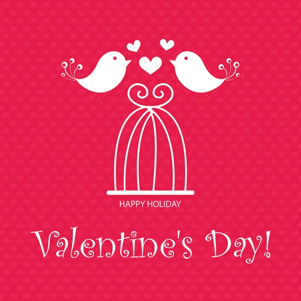 Valentine Day Greeting Card Birds Crochet Vector Illustration — Stock Vector