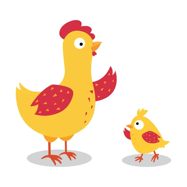 Söt Kyckling Familjedesign Med Vektor Illustration Vit Bakgrund — Stock vektor