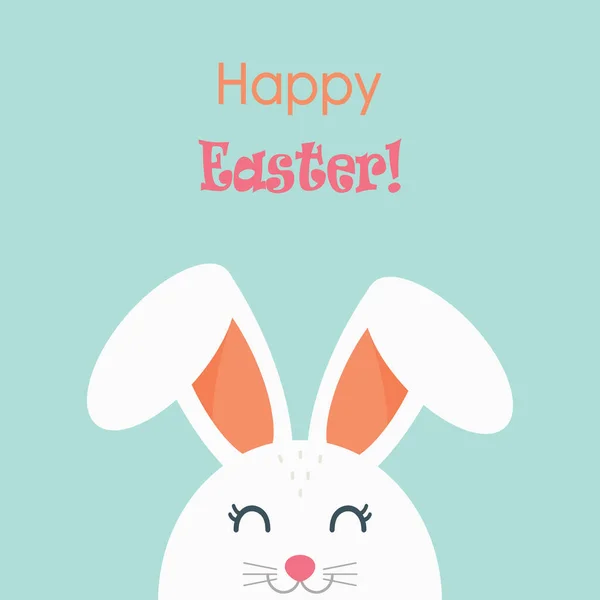Feliz Pascua Conejo Pascua Sobre Fondo Azul Con Una Inscripción — Vector de stock