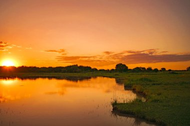 Nehirde güzel bir gün batımı