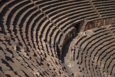Bosra, Suriye - 22 Kasım 2005: Bosra tribünleri Roma Tiyatrosu 'nun ayrıntıları