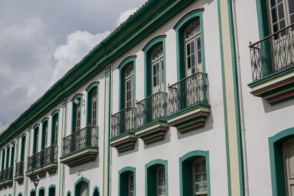 Diamantina Minas Gerais Brazil January 2016 Facade Colonial White Green — Stock Photo, Image