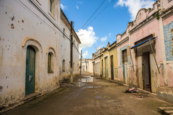 Penedo, Alagoas, Brazil -July 04, 2016: Street of the colonial city of Penedo, northern Brazil