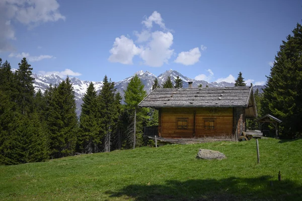 Сельское Деревянное Альпийское Шале Южном Тироле Летом — стоковое фото