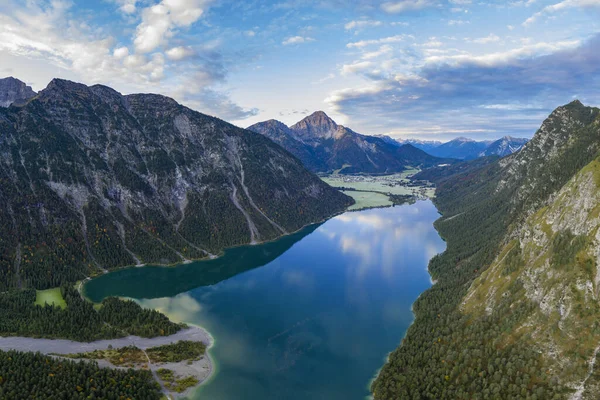 Vista Aerea Lago Heiterwang Montagna Thaneller Autunno Autunno — Foto Stock