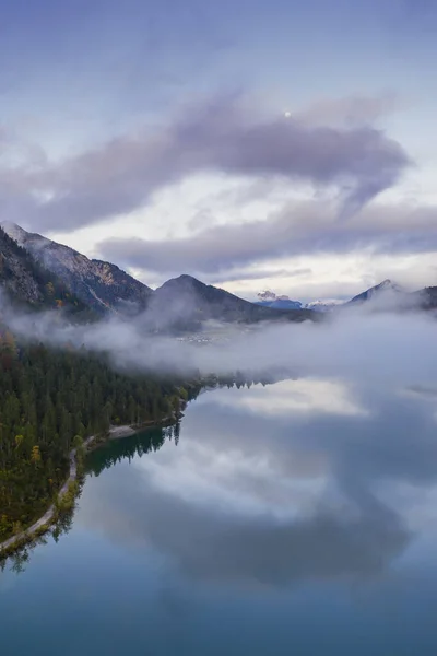 Heiterwanger Ver Paisagem Lago Nublado Humor Amanhecer Outono Outono — Fotografia de Stock