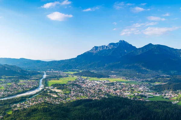 Panorama Della Valle Del Ferienregion Reutte Tirol Austria Con Fiume — Foto Stock