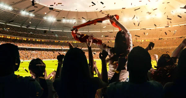 Hayranları onların favori spor takımında profesyonel stadyum standları başarısını kutluyor. Stadyum 3d yapılır.