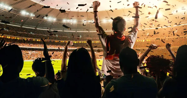 Hayranları onların favori spor takımında profesyonel stadyum standları başarısını kutluyor. Stadyum 3d yapılır.