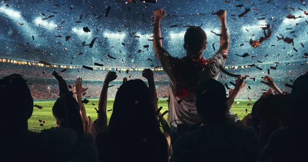 Hayranları kar yağıyor iken onların favori spor takımında profesyonel stadyum standları başarısını kutluyor. Stadyum 3d yapılır.