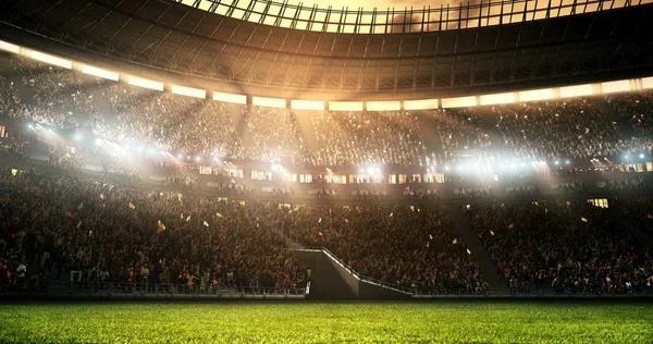 Foto Eines Fußballstadions Während Die Sonne Scheint Stadion Und Menschenmenge — Stockfoto