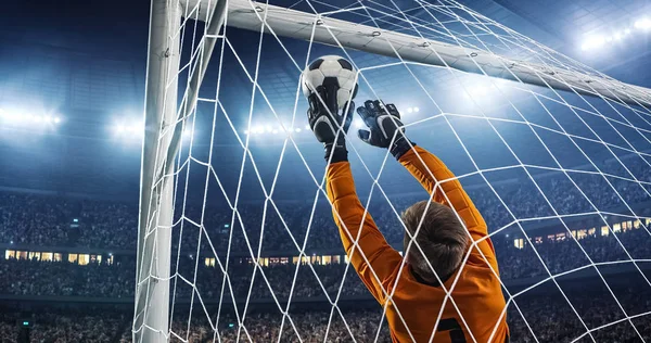 Soccer game moment  on professional stadium