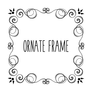 Dekoratif süslü çerçeve. Telkari çiçek desenli. Sayfa dekorasyon, kaligrafi sınır. Kaydetme tarihi bildirimi kartı, düğün davetiyesi, tatil tebrik kartı. Vektör.
