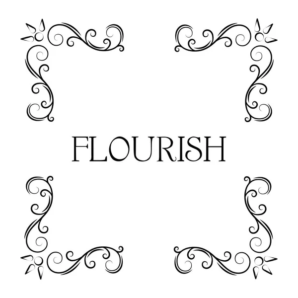 Flourish cantos ornamentais. Filigree swirly page decoração, divisor de página caligráfica. Estilo vintage floral. Vetor . — Vetor de Stock