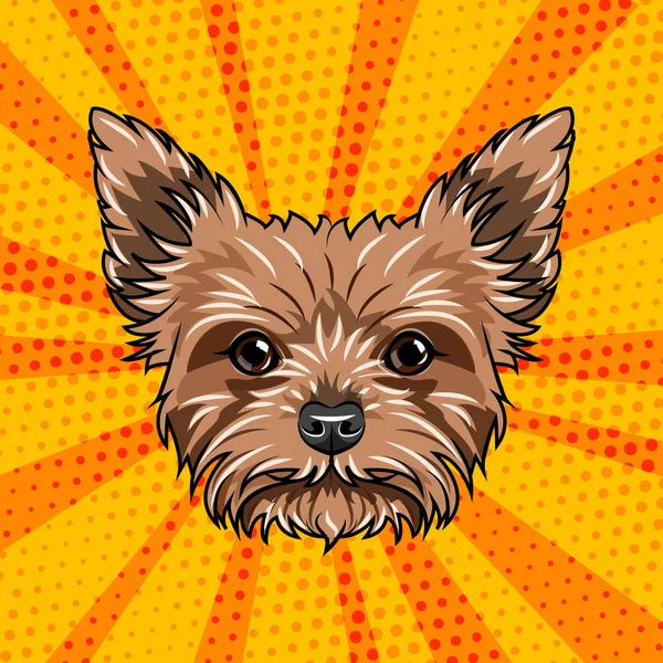 Yorkshire terrier dog portrait. Cute dog. Yorkshire Terrier breed. Vector illustration. — Stock Vector