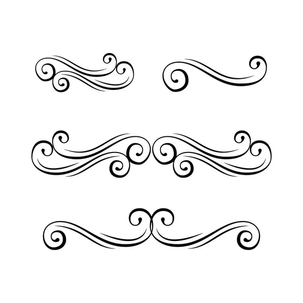 Remolinos decorativos. Curl, caligrafía florecen elementos de diseño. Divisores adornados. Elemento de diseño romántico para tarjetas de boda, en invitaciones y guardar las tarjetas de fecha. Vector . — Archivo Imágenes Vectoriales