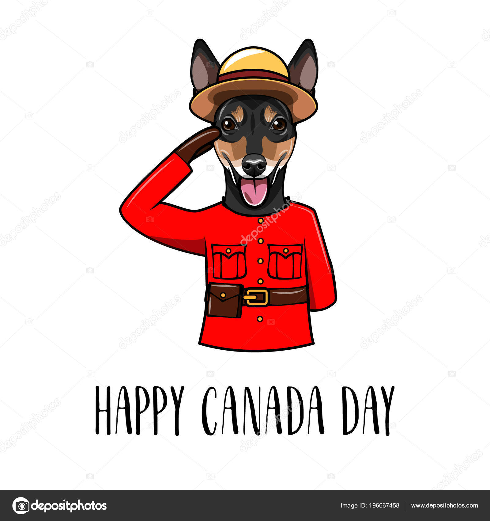 Russian Toy Terrier. Happy Canada day. Dog wearing in Royal Canadian Mounted Police form. Greeting card. Vector. Stock Vector Image by ©lh #196667458 Russian Toy Terrier. Happy Canada day. Dog wearing in Royal Canadian Mounted Police form. Greeting card. Vector. Stock Vector Image by ©lh #196667458