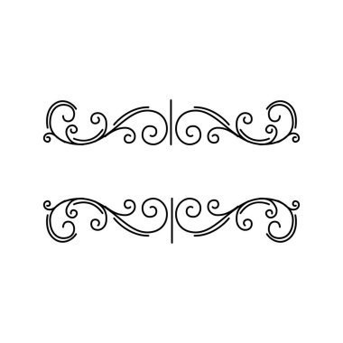 Dekoratif elemanlar. Sayfa çiçek sınır. Prnamental sayfa dekorasyon. Swirls, bukleler. Tasarım öğesi. Vektör.