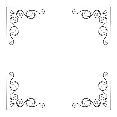 Dekoratif dekoratif köşeler. Girdap hattı, telkari Pandeya sınır. Hat ilerleyin. Tebrik kartı, tarihi kart tasarımı kaydedin. Vektör.