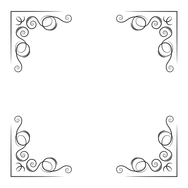 Esquinas decorativas ornamentales. Líneas onduladas, filigrana pade border. Caligrafía de desplazamiento. Tarjeta de felicitación, Guardar el diseño de la tarjeta de fecha. Vector . — Vector de stock