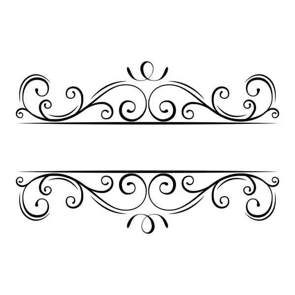 Cornice calligrafica fiorire. Bordo ornato decorativo. Rotolamenti, Riccioli, Elementi di design filigrana di scorrimento. Vettore . — Vettoriale Stock