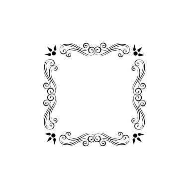 Dekoratif çerçeve çiçek. Süs floral swirls, kaydırma öğeleri. Telkari sayfa süslemeleri. Menü tasarımı, düğün davetiye, tebrik kartı tasarımı. Vektör.